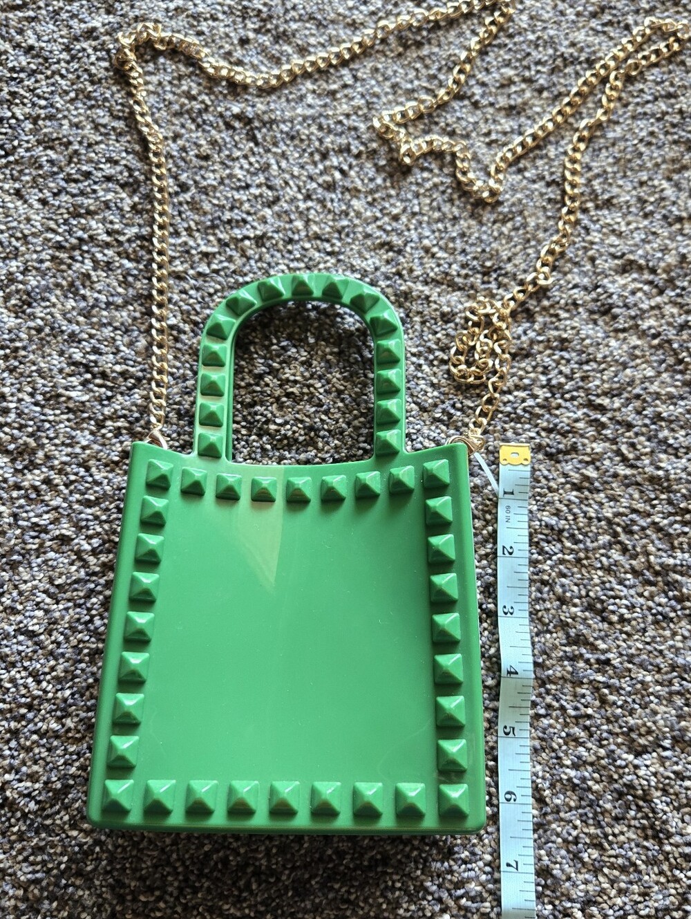 Green Mini PVC Purse with Goldtome Chain